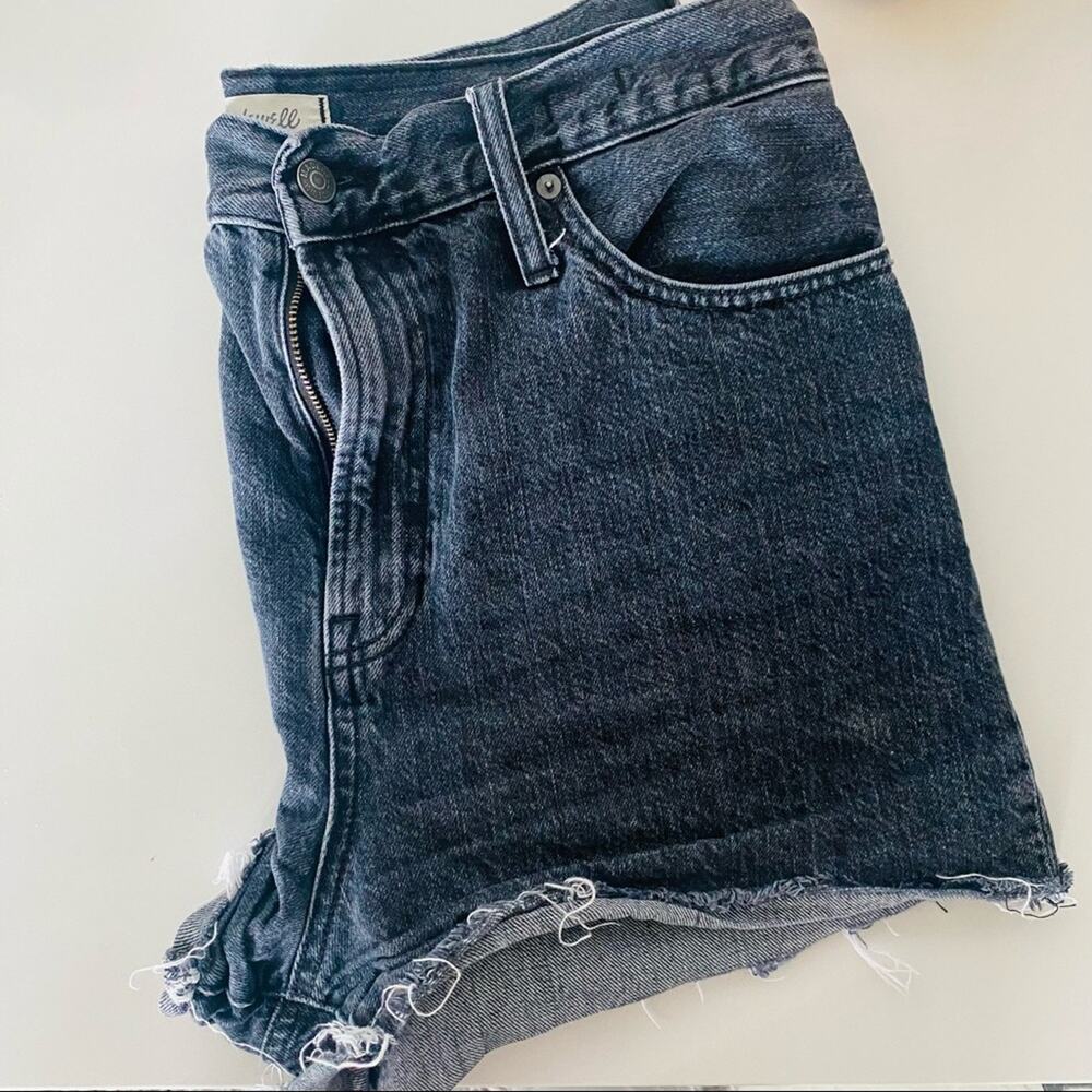 MADEWELL Perfect Jean Short Denim Distressed Cutoffs Washed Black Grey 31